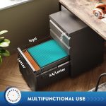 DEVAISE 3 Drawer Mobile File Cabinet with Lock, Under Desk Metal Filing Cabinet for Legal/Letter/A4 File, Fully Assembled Except Wheels, Black - Image 5